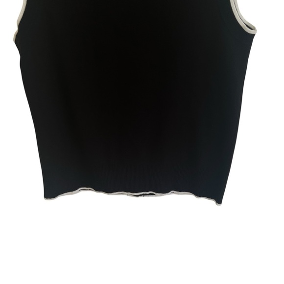 Cyrus NYC Black Contrast Piping Sleeveless Cardigan Sweater Vest NWT Medium - Picture 7 of 10